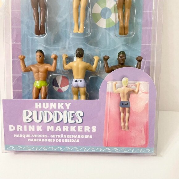 Hunky Buddies Drink Markers 6 Packs Party Drinking Buddies Companions - Picture 2 of 16